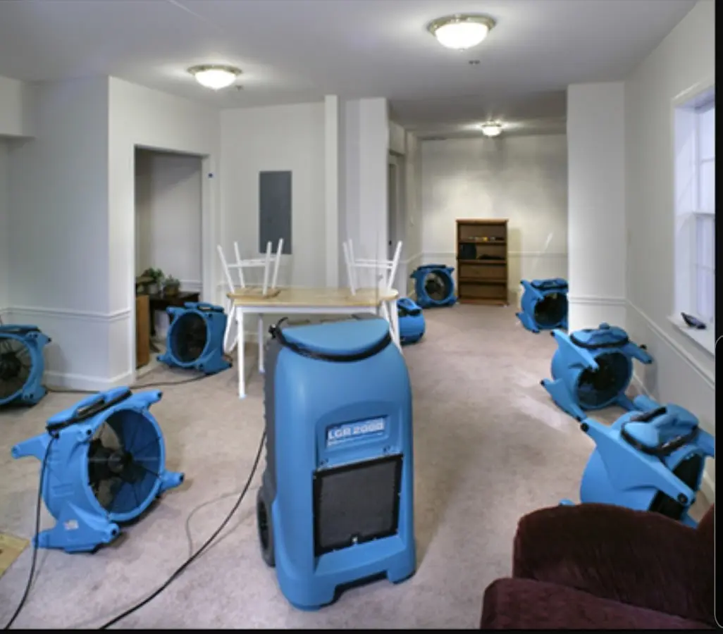 Air movers and dehumidifier setup for Water Damage Restoration in Shippensburg