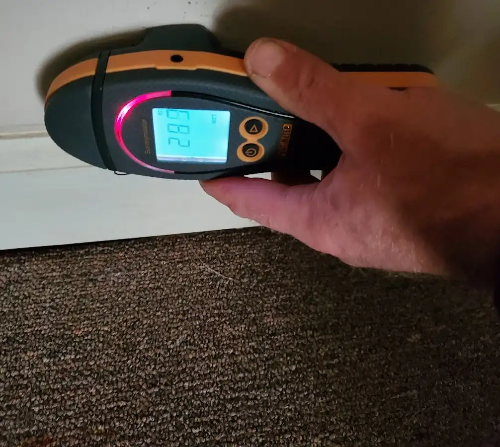 Moisture detection at baseboard during Storm Damage Restoration in Shippensburg